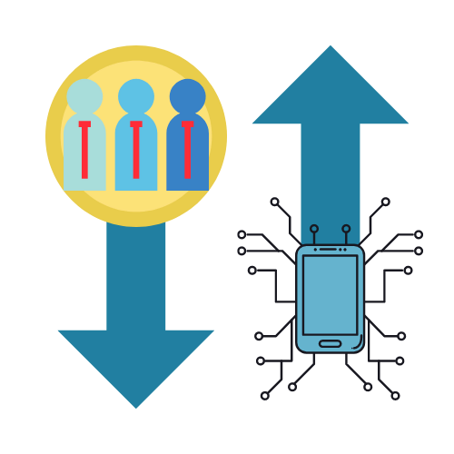 Comparative-stat-icon-decrease-staff-increase-technology