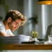 How to Build Business Credit- Building Credit for Your Small Business | Alliance Virtual Offices A small business owner reviewing financial documents at his desk while working on a laptop, focused on building business credit.