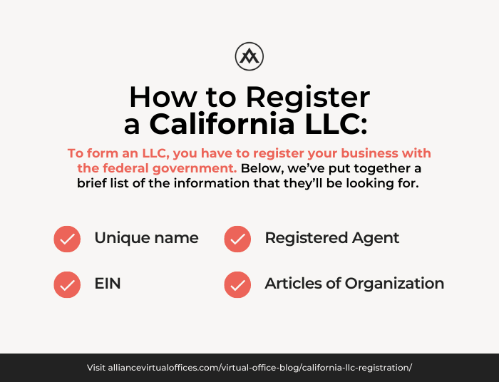To form an LLC, you have to register your business with the federal government. Below, we’ve put together a brief list of the information that they’ll be looking for. 