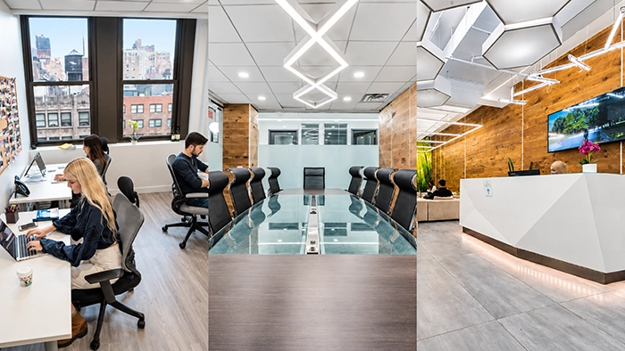 Best WeWork Alternatives 2026 | Alliance Virtual Offices Three-panel view of an Alliance Virtual Offices location: private office, conference room, and reception area