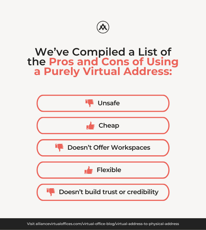 We’ve compiled a list of the pros and cons of using a purely virtual address