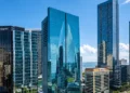 Glass high-rise office towers in the Brickell financial district of Miami, Florida