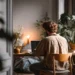 Remote worker using laptop at home desk, illustrating the need to keep home address off public records