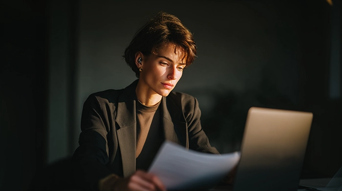 Business Address for LLC- How to Choose the Right One | Alliance Virtual Offices LLC owner reviewing business address documents on a laptop, choosing the right address for their company registration