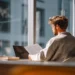 Entrepreneur reviewing business bank account paperwork at a virtual office