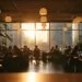 How Much Does a Coworking Membership Cost_ Pricing Guide for 2026 | Alliance Virtual Offices Professionals working in a modern coworking space during golden hour with city skyline views through floor-to-ceiling windows