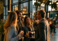 Professionals networking and socializing at a business event, illustrating tips for making World Cup 2026 work for your business