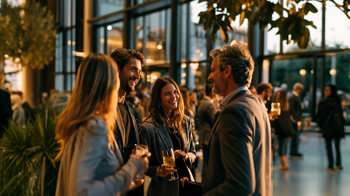 Tips for Networking Events- How to Make World Cup 2026 Work for Your Business | Alliance Virtual Offices Professionals networking and socializing at a business event, illustrating tips for making World Cup 2026 work for your business